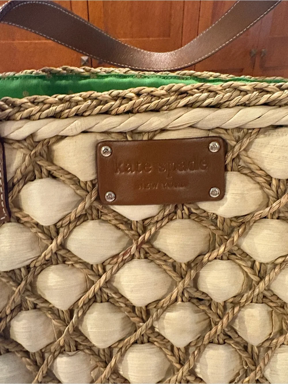 My kate spade woven large straw tote in cream and tan dust bag - Picture 3 of 7